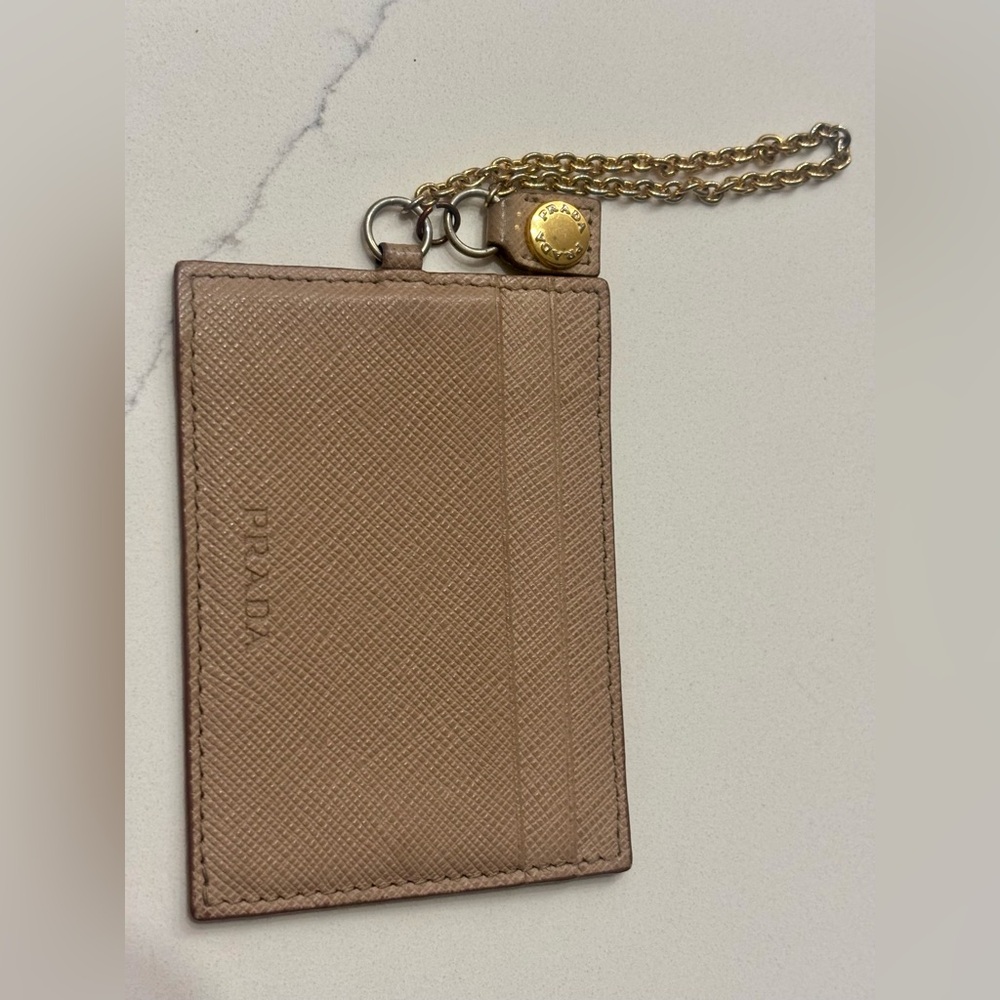 Prada Leather Saffiano Brown Card Holder